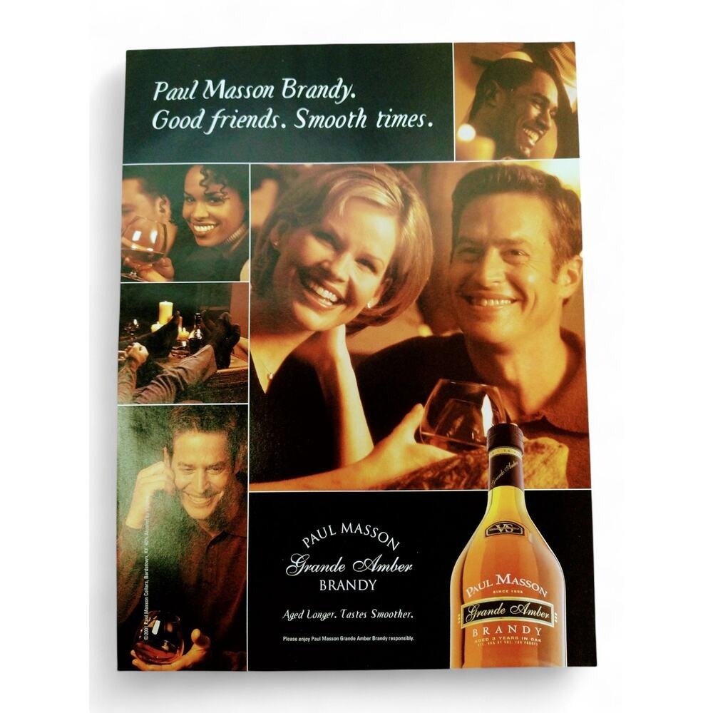 2001 Paul Masson Brandy Print‎ Advert Page Y2K Good Friends Smooth Time